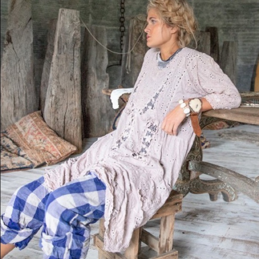 Magnolia Pearl French Linen Coronado Dress and scalloped edges